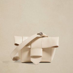 100% Genuine Leather White Mini Tab Crossbody Bag